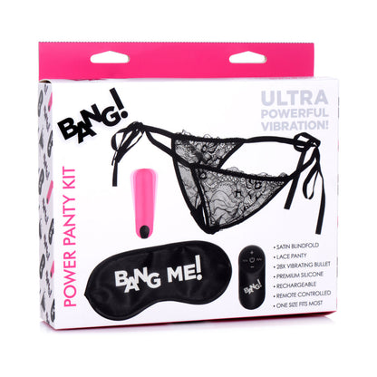 BANG! Power Panty Lace Panties, Bullet, & Blindfold Kit Pink Default Title XR Brands Toys - Vibrators