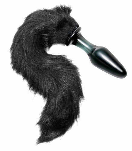 Midnight Fox Glass Plug With Tail Default Title XR Brands Toys - Anal Toys