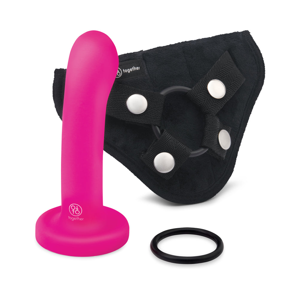Together Pop 5 in. Silicone Dildo and Harness Set Pink Default Title Hustler Toys - Fetish