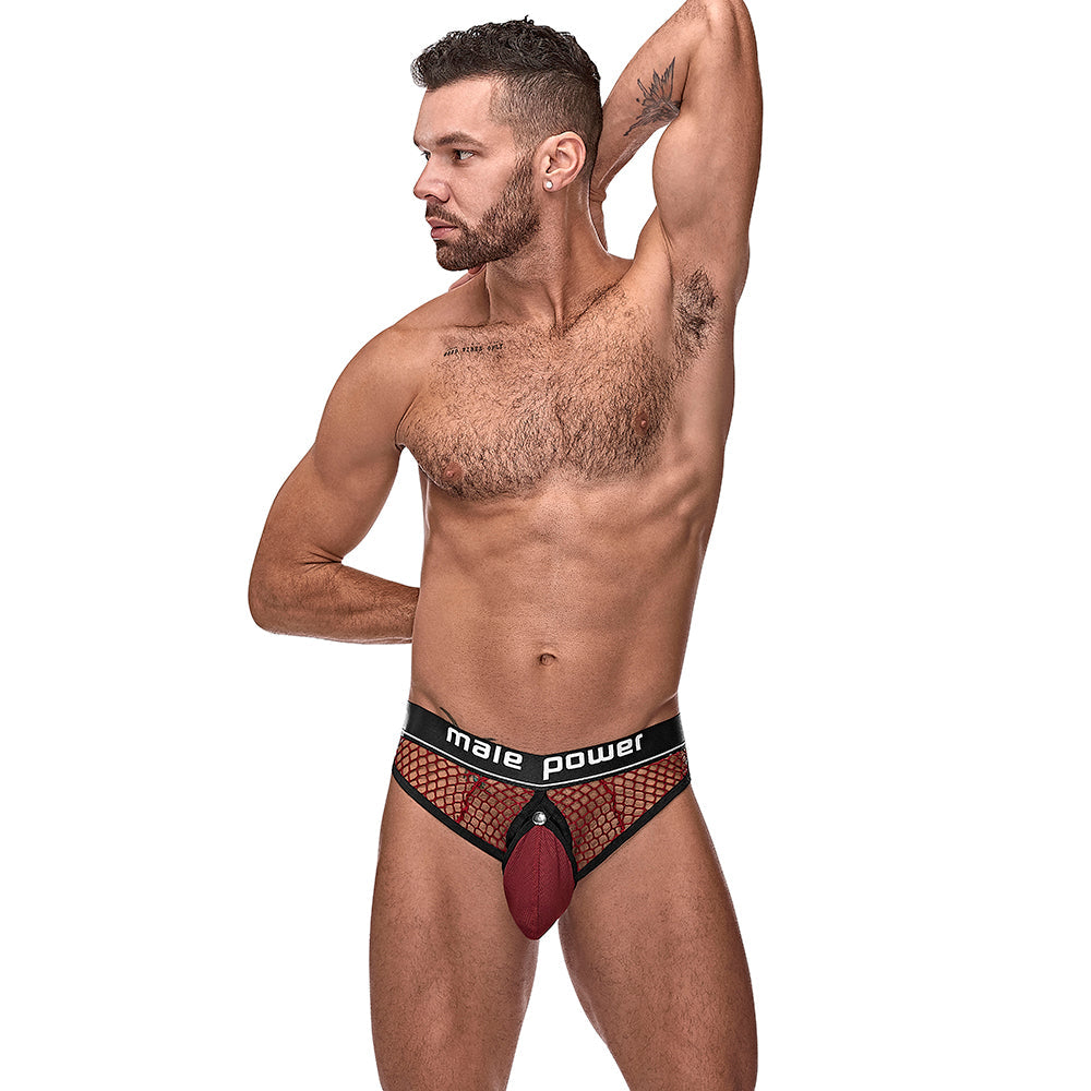 Male Power The Ultimate Duo CRB Cock Ring Thong & Black Cock Ring Burgundy S/M