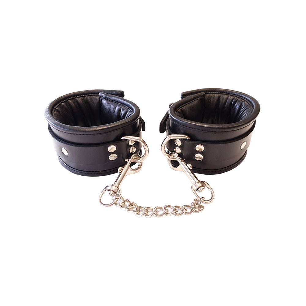 Rouge Padded Leather Wrist Cuffs Black/Black