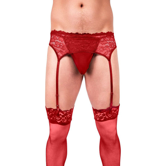 Prowler Lace Garter Set Red L