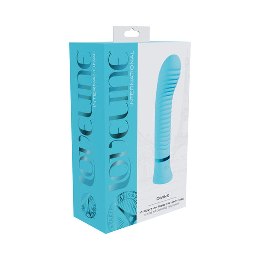 Loveline Divine Rechargeable Silicone Ribbed G-Spot Vibrator Blue