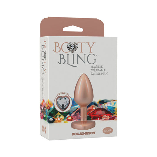 Booty Bling Heart Diamond Jeweled Metal Plug Gold Small