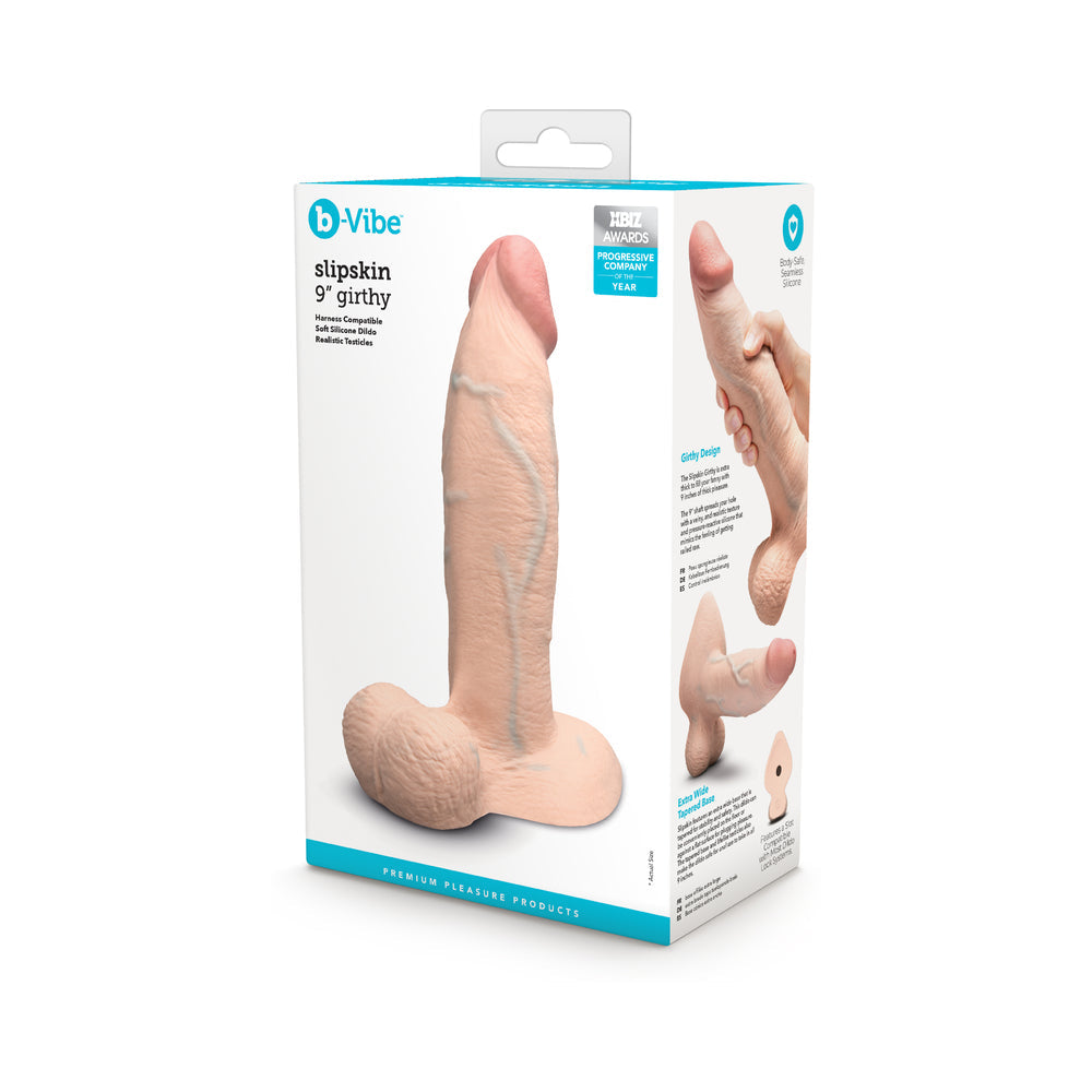 b-Vibe Slipskin Realistic Silicone Dildo 9 in. Girthy Cream