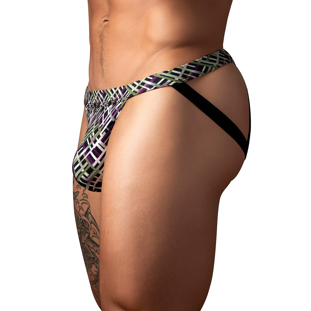 Male Power Gridlock''d Jock with Strap Print L/XL