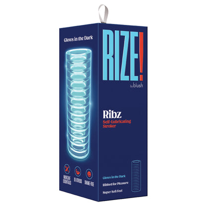 Rize Ribz Glow In The Dark Self Lubricating Stroker-Clear VEE INTERNATIONAL Toys - Masturbators