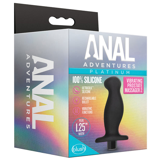 Anal Adventures Platinum Silicone Vibrating Prostate Massager 02 -Black