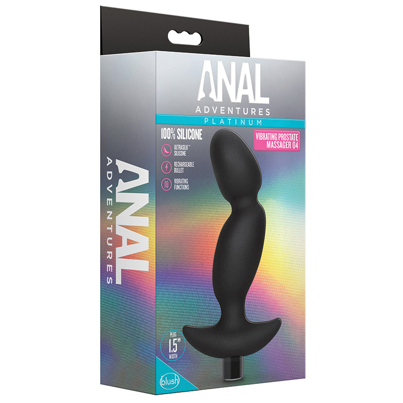 Anal Adventures Platinum Silicone Vibrating Prostate Massager 04 -Black