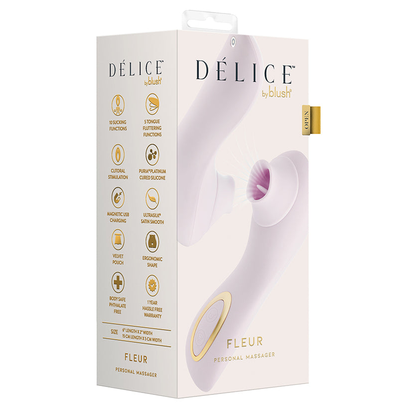 Delice Fleur Fluttering & Suction Massager-Barely Purple