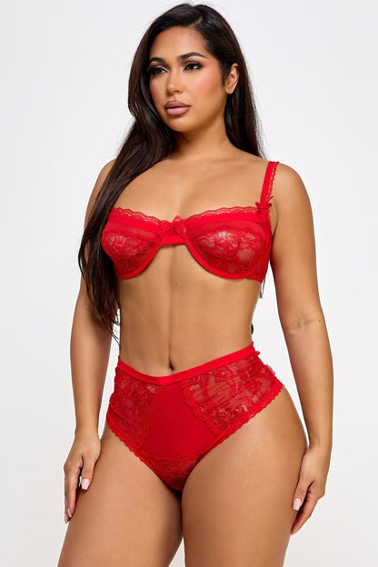 BW1586RD Lacey Loving Set Be Wicked Women - Lingerie - Sets