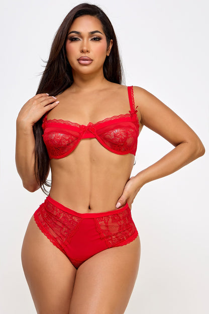 BW1586RD Lacey Loving Set Be Wicked Women - Lingerie - Sets