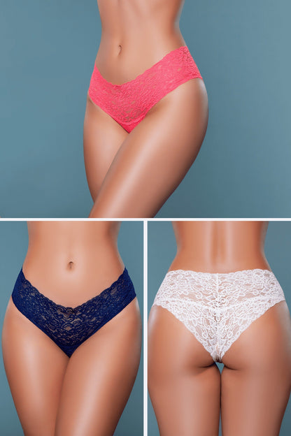 21983PK Nessa Briefs 3 Pack Pink Coral Navy Blue S Be Wicked Women - Lingerie - Panty