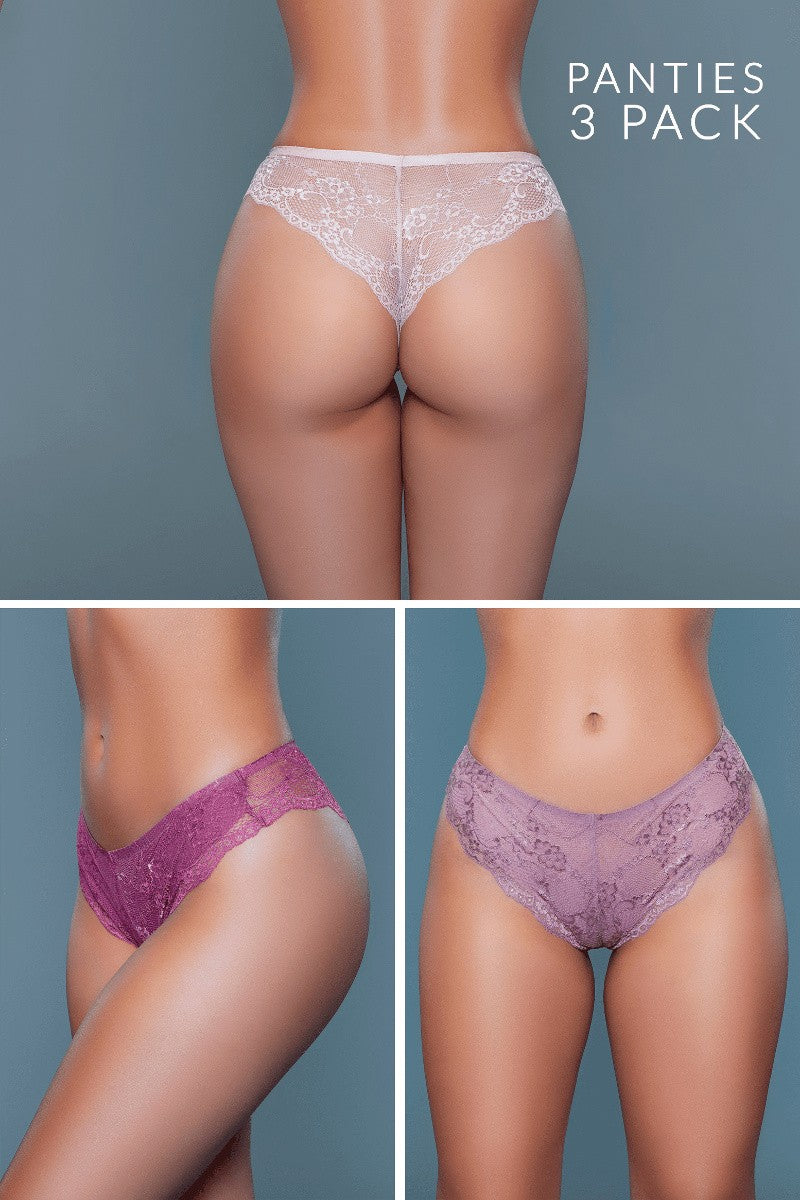 Indulge in the delicate charm of our Hadlee Tang pack, featuring lace tanga panties that blend the art of elegance with the allure of sensuality. This collection is designed with a touch of luxury for everyday wear. Perfect for adding a romantic flair to your lingerie drawer. Low rise Elastic waist floral lace Scallop hem Cotton gusset liner Made in China