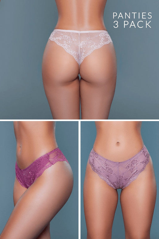 Indulge in the delicate charm of our Hadlee Tang pack, featuring lace tanga panties that blend the art of elegance with the allure of sensuality. This collection is designed with a touch of luxury for everyday wear. Perfect for adding a romantic flair to your lingerie drawer. Low rise Elastic waist floral lace Scallop hem Cotton gusset liner Made in China