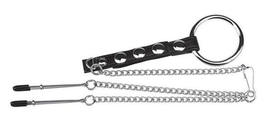 C & B Gear Cock Ring with Nipple Clamps Tweezers Default Title Blue Line Men Toys - Cockrings