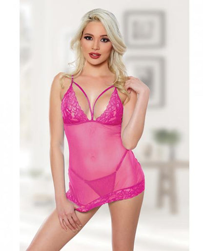 Allure Blush Me Babydoll & G-string Hot Pink O/s Default Title Allure Lingerie Women - Lingerie - Sets