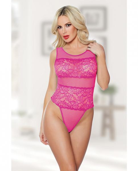 Allure Heather & Lace Teddy Hot Pink O/s Default Title Allure Lingerie Women - Lingerie - Sets