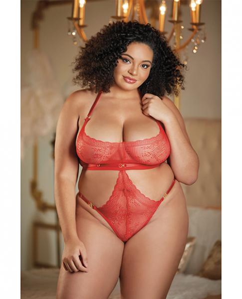 Allure Halter Ouverte Lace Teddy Black Qn Default Title Allure Lingerie Women - Lingerie - Shapewear & Bodysuits