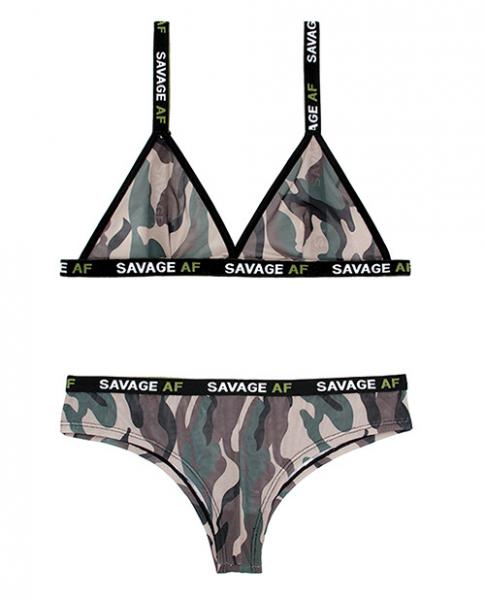 Vibes Savage AF Bralette & Cheeky Panty Camouflage L/XL Default Title Vibes by Fantasy Lingerie Women - Lingerie - Sets