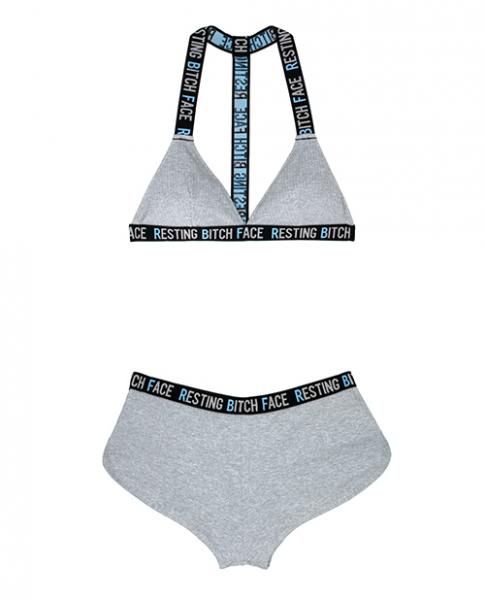 Vibes Resting Bitch Face Bralette & Retro Shorts Gray M/L Default Title Vibes by Fantasy Lingerie Women - Lingerie - Sets