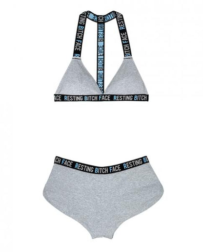 Vibes Resting Bitch Face Bralette & Retro Shorts Gray S/M Default Title Vibes by Fantasy Lingerie Women - Lingerie - Sets