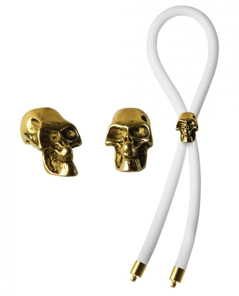 Bolo C-Ring Lasso Gold Skull Bead Silicone White Default Title Bolo Erection Enhancement Toys - Cockrings