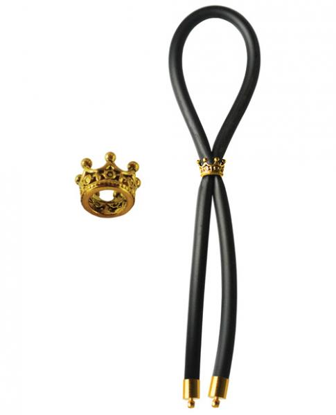 Bolo Silicone Lasso with Gold Crown Slider Ring Black Default Title Bolo Erection Enhancement Toys - Cockrings