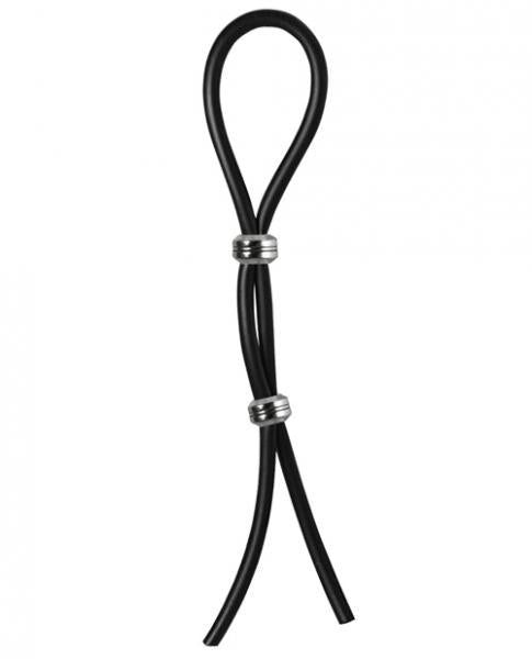 Bolo Double Lasso Ring 2 Silver Beads Silicone Black Default Title Bolo Erection Enhancement Toys - Cockrings