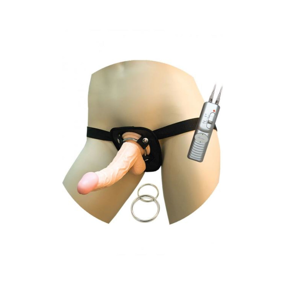 All American Whoppers 8 inches Vibrating Dong & Universal Harness Beige Default Title Nasstoys Toys - Fetish