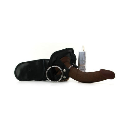 Real Skin Afro American Whoppers Vibrating 8 Inch Dong With Harness - Brown Default Title Nasstoys Toys - Fetish