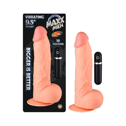 Maxx Men Vibrating 9.5in Straight Dong 10 Fuction Waterproof Flesh Default Title Nasstoys Toys - Vibrators