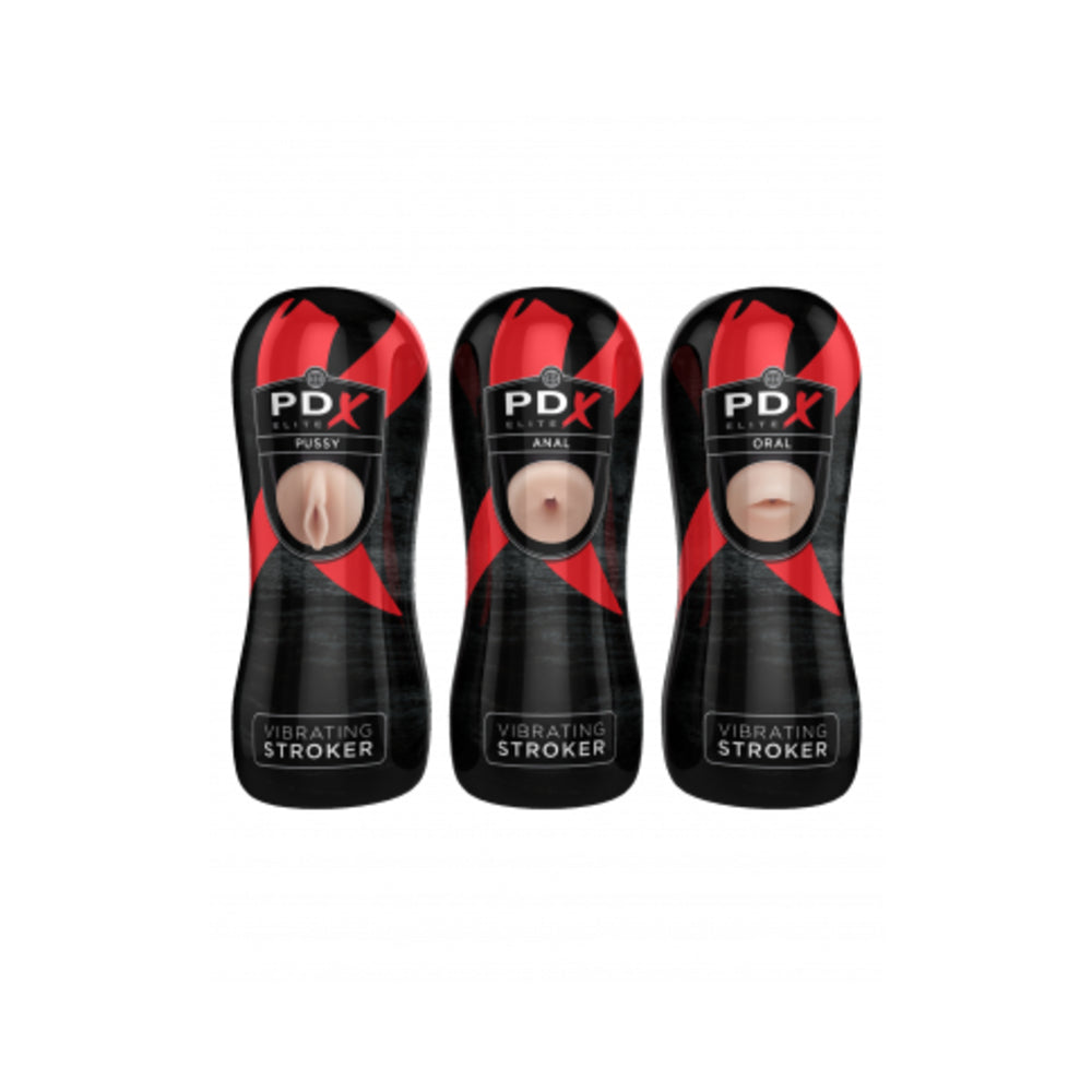 Pdx Elite Vibrating Pussy Mouth Ass Stroker Display Of 12 Default Title PDX Toys - Masturbators