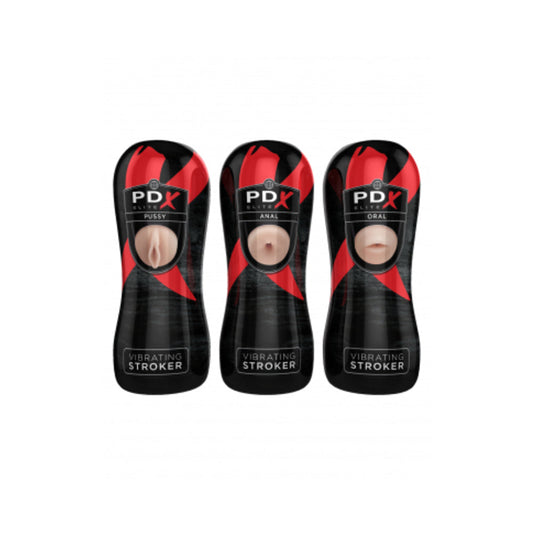 Pdx Elite Vibrating Pussy Mouth Ass Stroker Display Of 12 Default Title PDX Toys - Masturbators