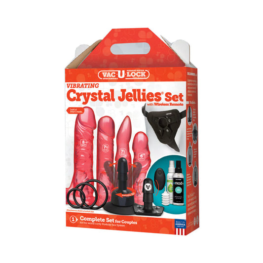 Vac-U-Lock Vibrating Crystal Jellies Set with Remote - Pink Default Title Doc Johnson Toys - Fetish
