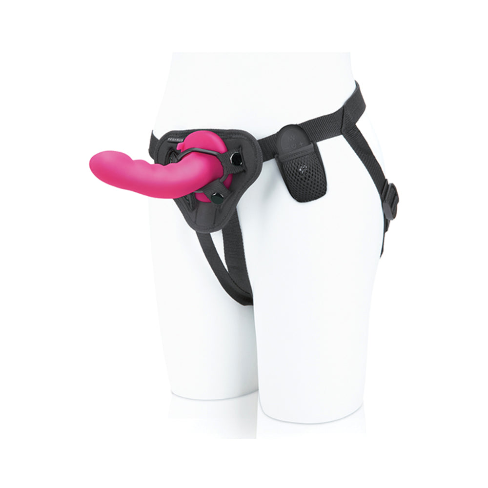 Pegasus 6" Wireless Remote Control Curved Ripple Peg With Harness Pink Default Title Electric Eel Toys - Fetish