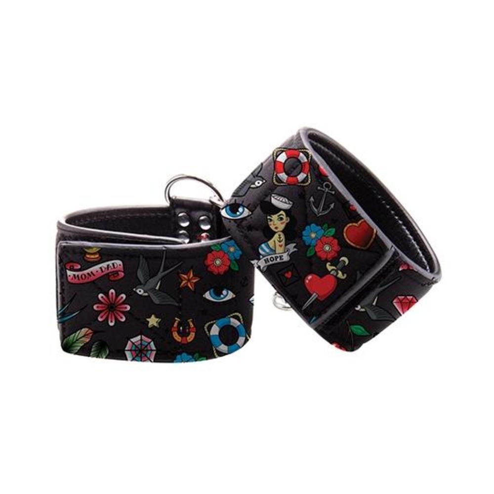 Ouch! Old School Tattoo Printed Ankle Cuffs Default Title Shots America Toys - Fetish