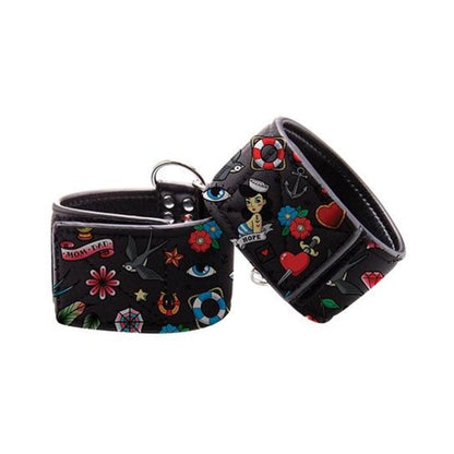 Ouch! Old School Tattoo Printed Ankle Cuffs Default Title Shots America Toys - Fetish