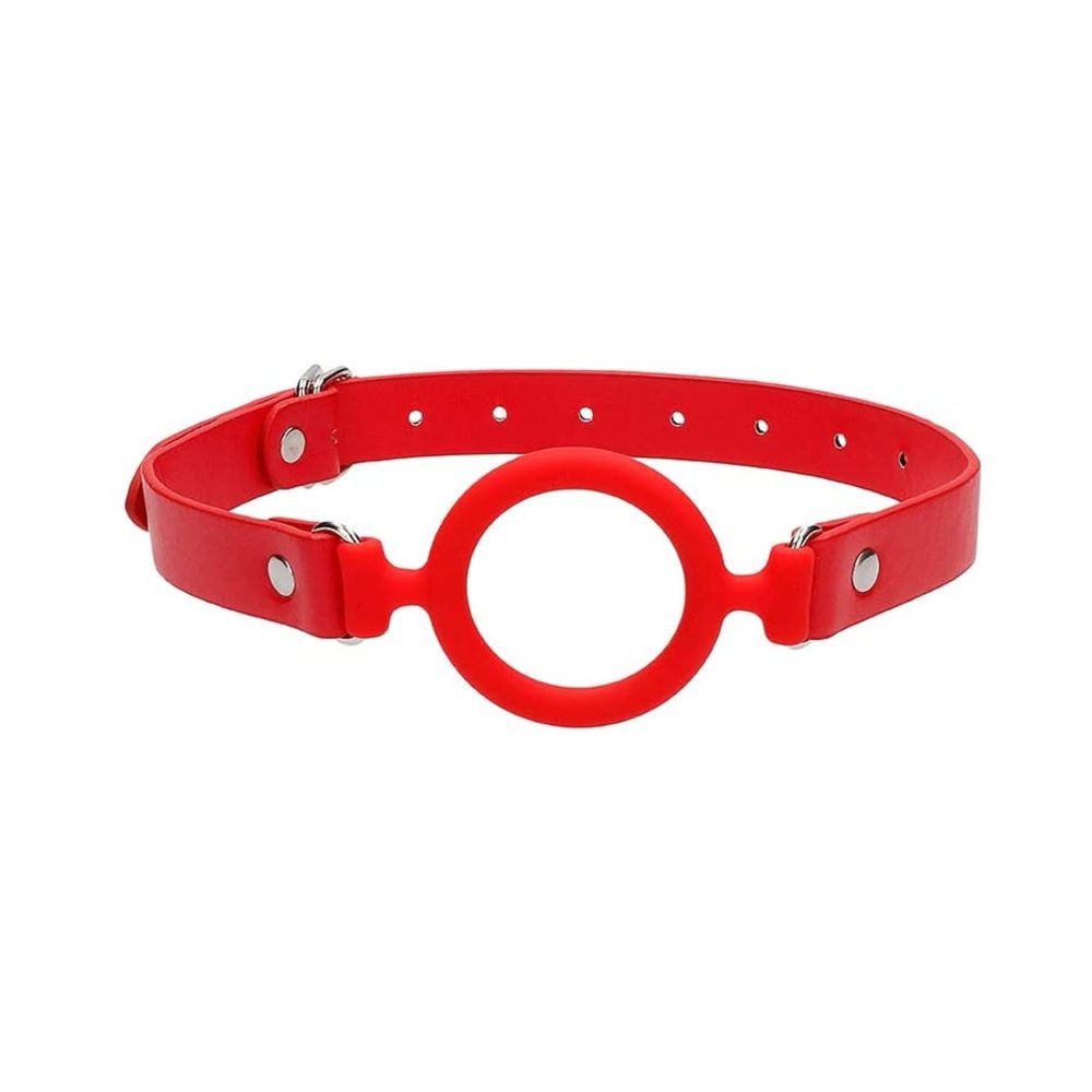 Ouch Silicone Ring Gag With Leather Straps - Red Default Title Shots America Toys - Fetish
