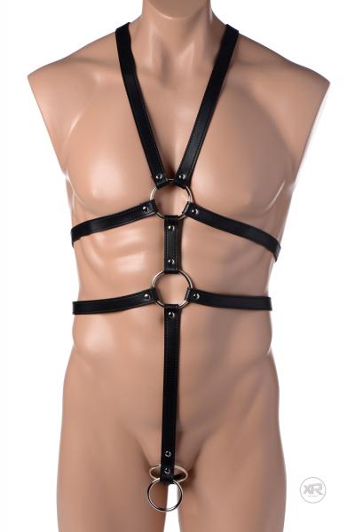 Male Full Body Harness Black Leather Default Title Strict Toys - Fetish
