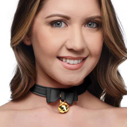 Golden Kitty Cat Bell Collar - Black/gold Default Title Master Series Toys - Fetish