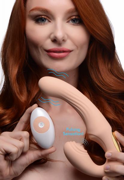 15x U-pulse Silicone Pulsating And Vibrating Strapless Strap-on With Remote - Blush Default Title Strap U Toys - Fetish