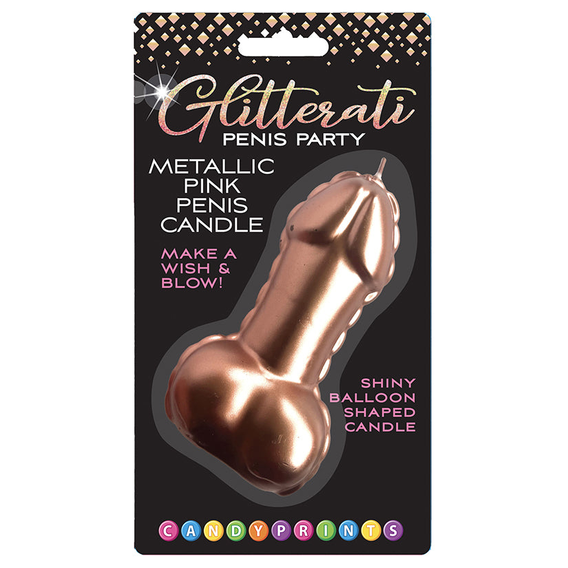 Glitterati Metallic Pink Penis Candle