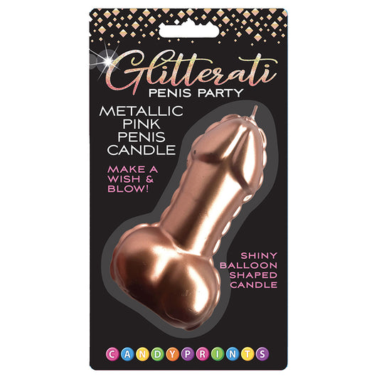 Glitterati Metallic Pink Penis Candle