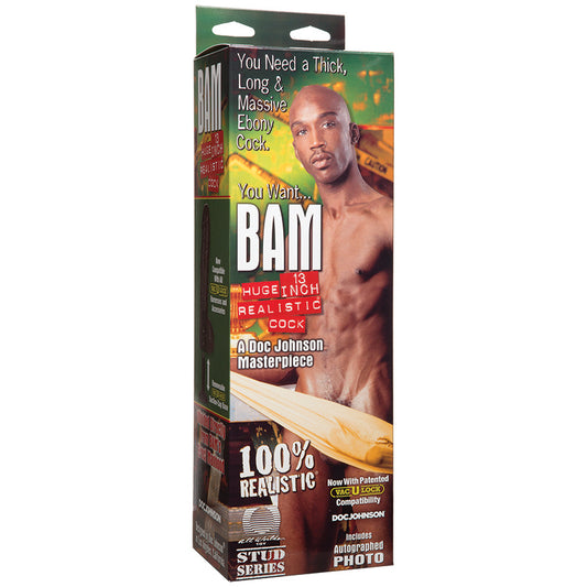 Bam Realistic Dong-Ebony 13"