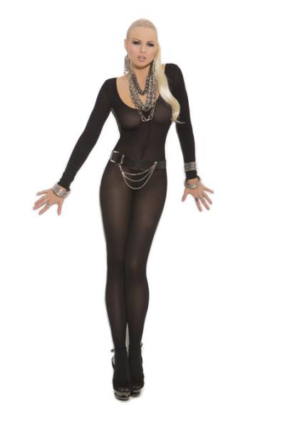 Long Sleeves Bodystocking Open Crotch Black Qn Default Title Vivace Collection Women - Lingerie - Bodystocking