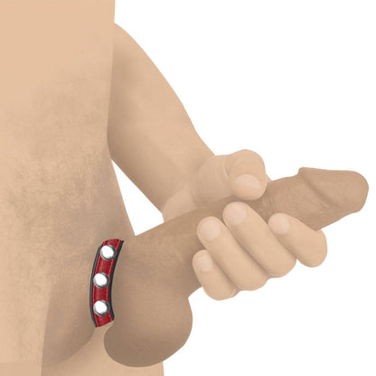 Cock Gear Leather Speed Snap Cock Ring - Red Default Title XR Brands Toys - Cockrings