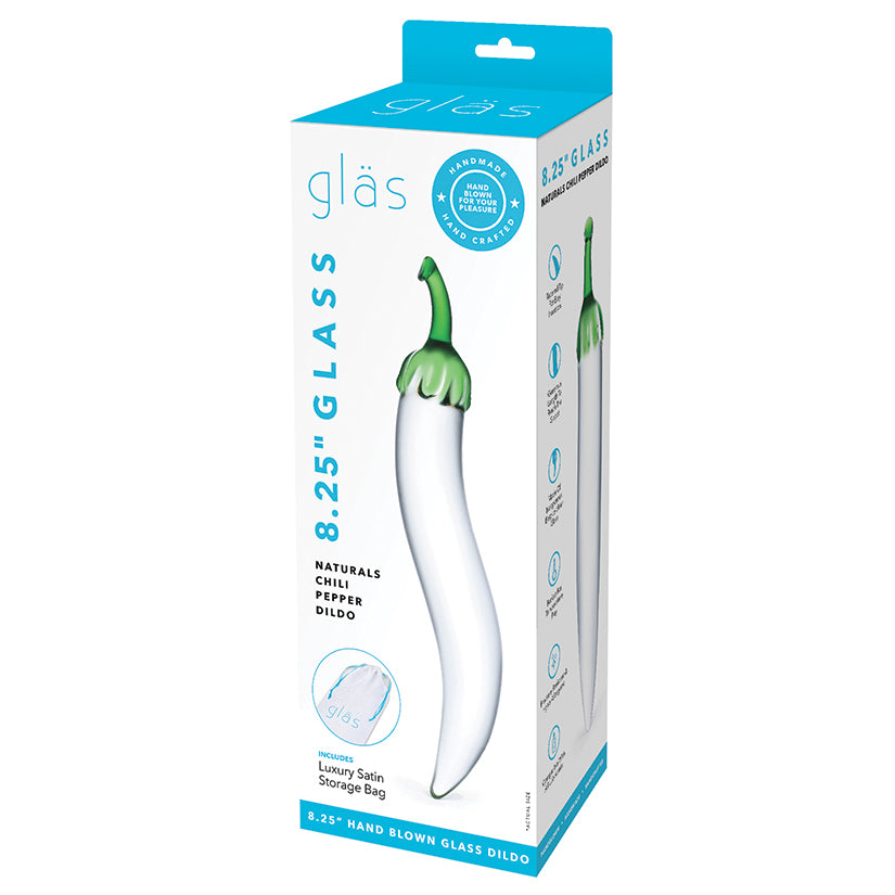Glas Glass Naturals Chili Pepper Dildo-Clear 8" Default Title Electric Eel Toys - Glass Toys