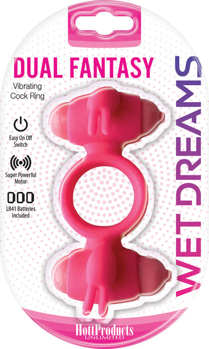Wet Dreams - Dual Fantasy Cock Ring With Turbo Motors - Pink Default Title Hott Products Toys - Cockrings