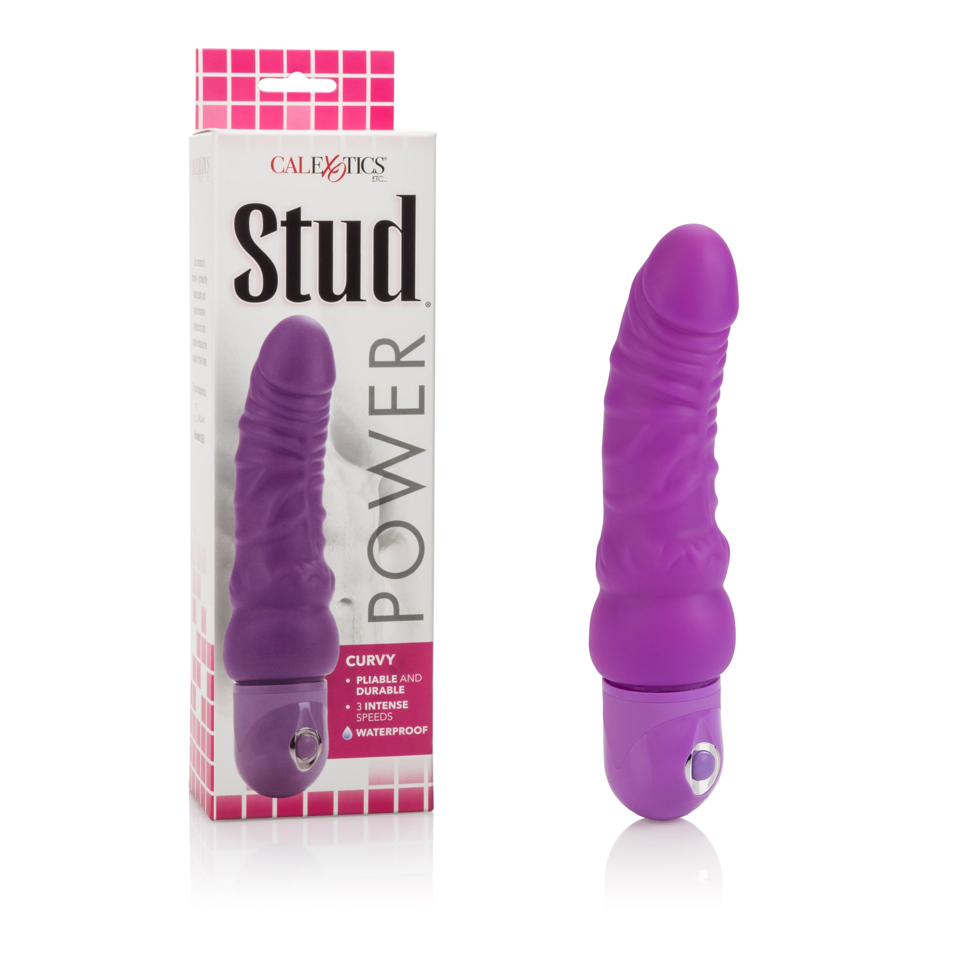 Waterproof Power Stud Curvy Dong - Purple Default Title CalExotics - California Exotic Novelties Toys - Vibrators